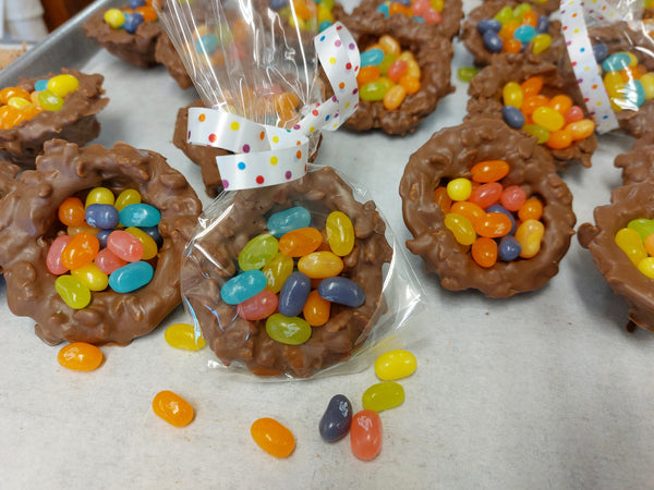 Easter (Chocolate Rice Krispy Nests filled with Jelly Beans)